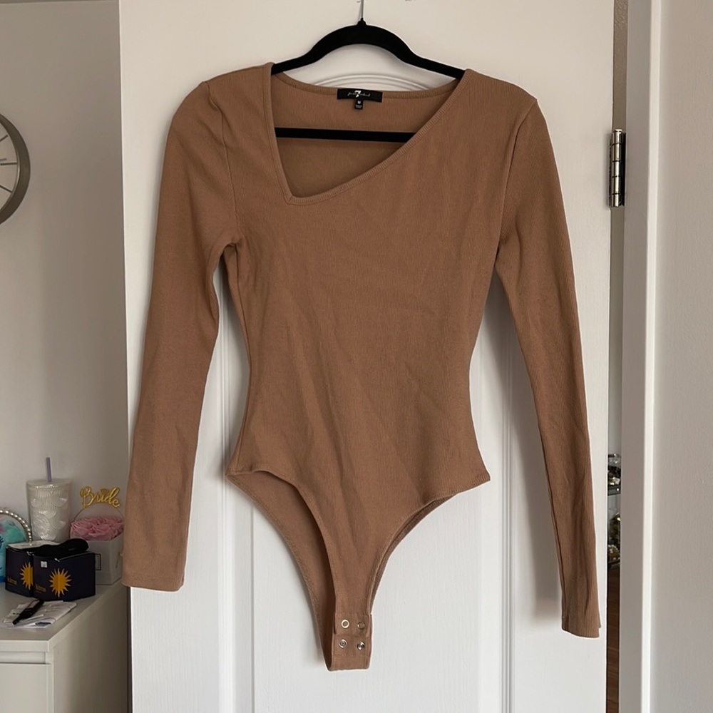 7 for All Mankind Brown/Camel Ribbed Bodysuit